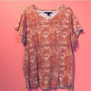 Gloria Vanderbilt Orange Print Tee -3X